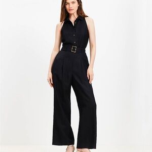 LOFT Black Belted Jumpsuit